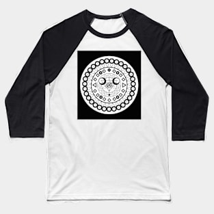 Black and White Mandala Art Baseball T-Shirt